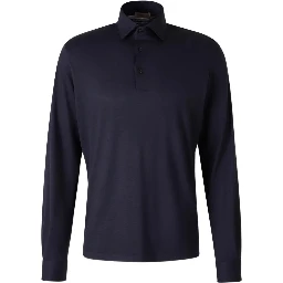 Wool polo shirt with long slevees
