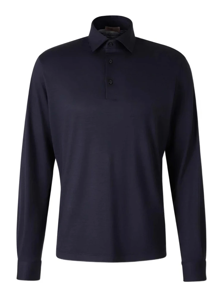 Wool polo shirt with long slevees
