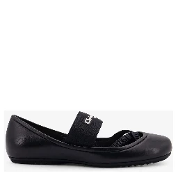 Leather ballerinas flat with elastic band