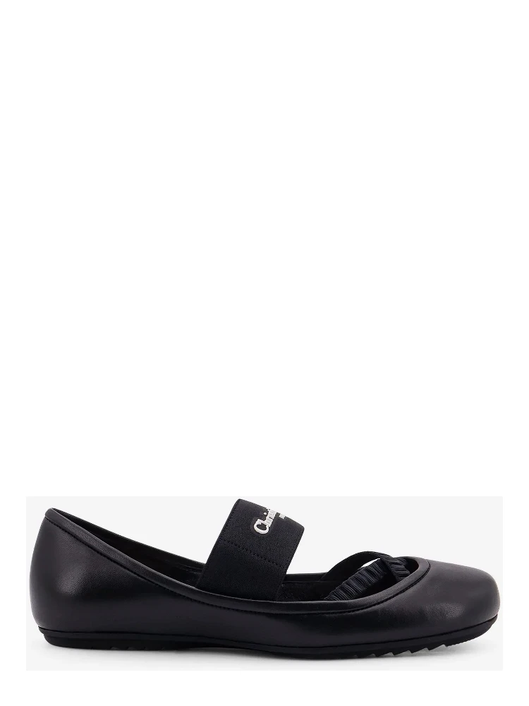 Leather ballerinas flat with elastic band