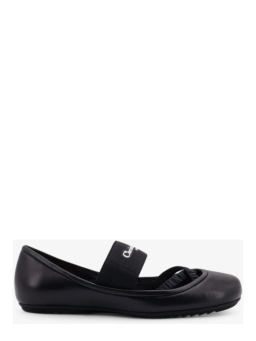 Leather ballerinas flat with elastic band