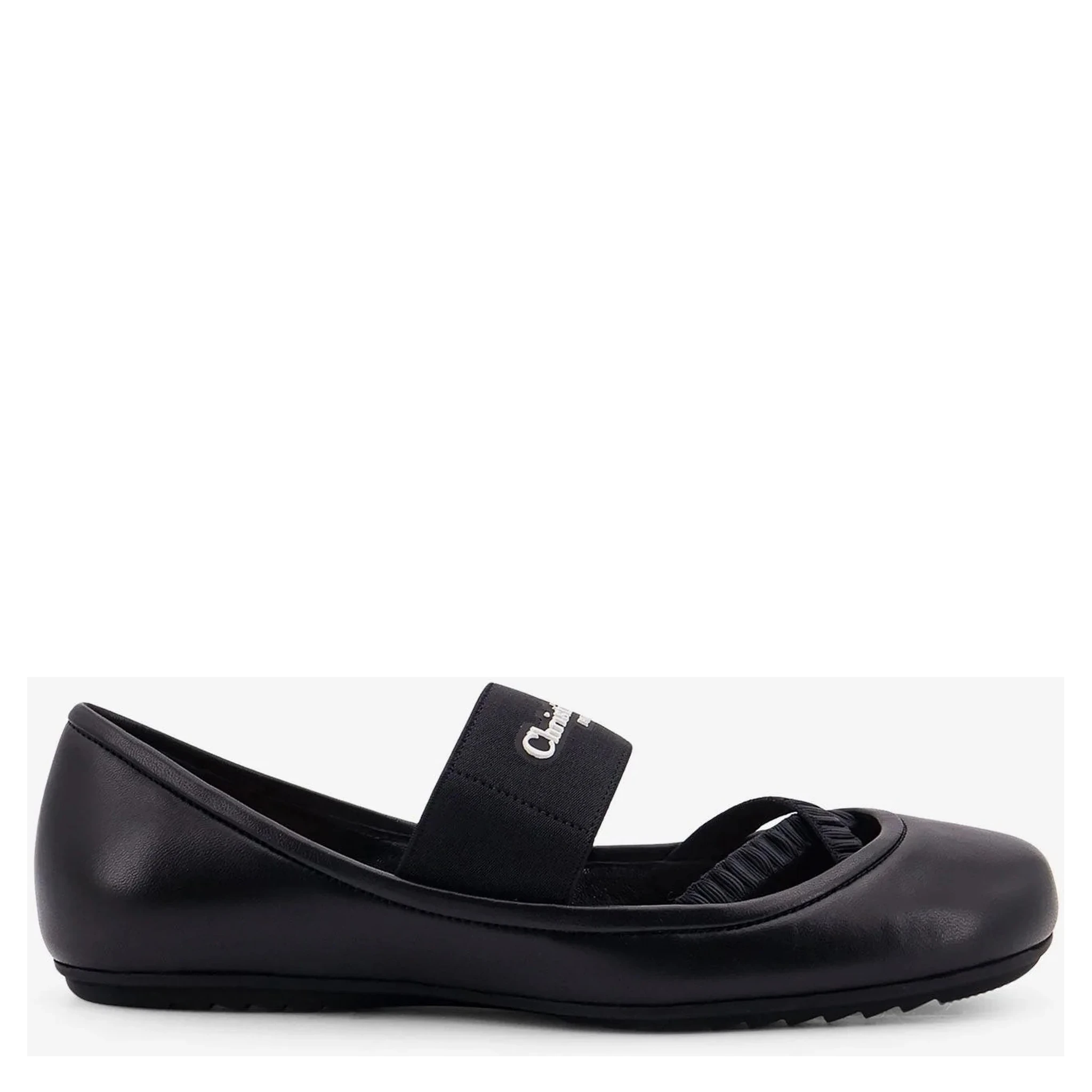 Leather ballerinas flat with elastic band