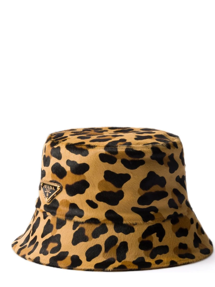 Leopard Print Leather Bucket Hat