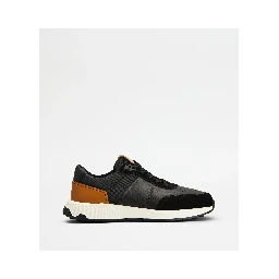Leather and technical fabric sneakers