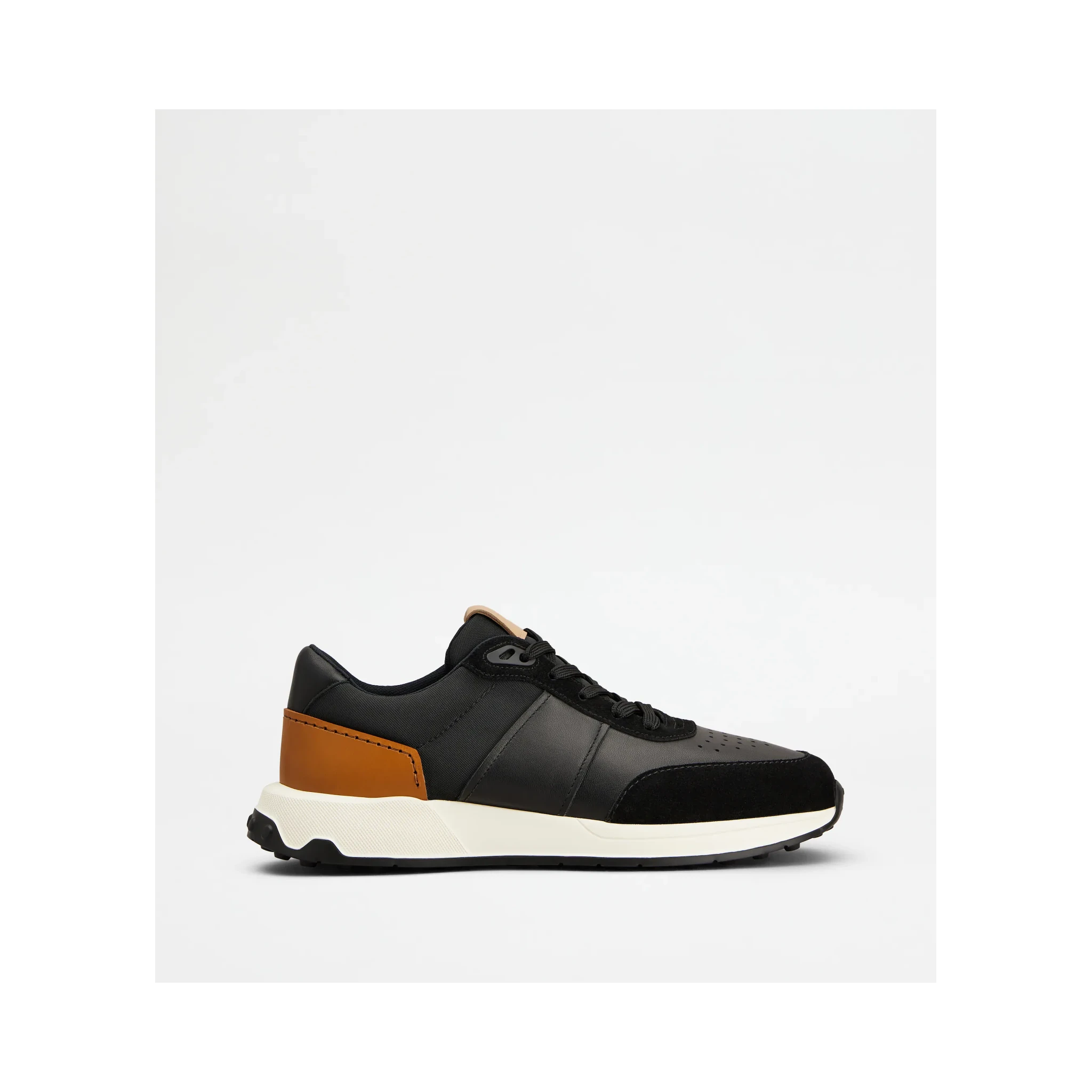 Leather and technical fabric sneakers