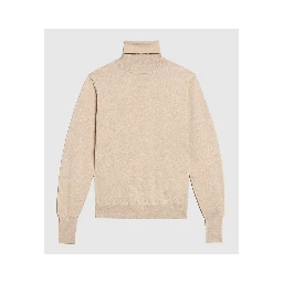 Distressed roll-neck virgin wool jumper