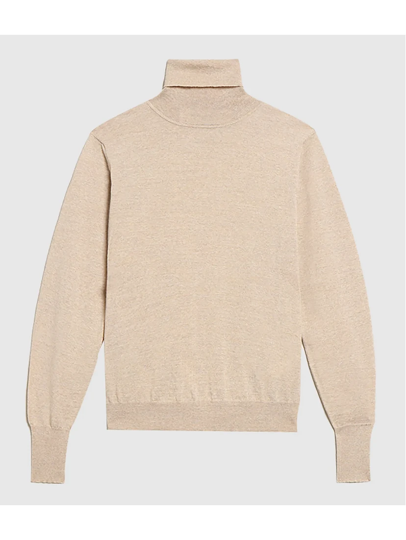 Distressed roll-neck virgin wool jumper