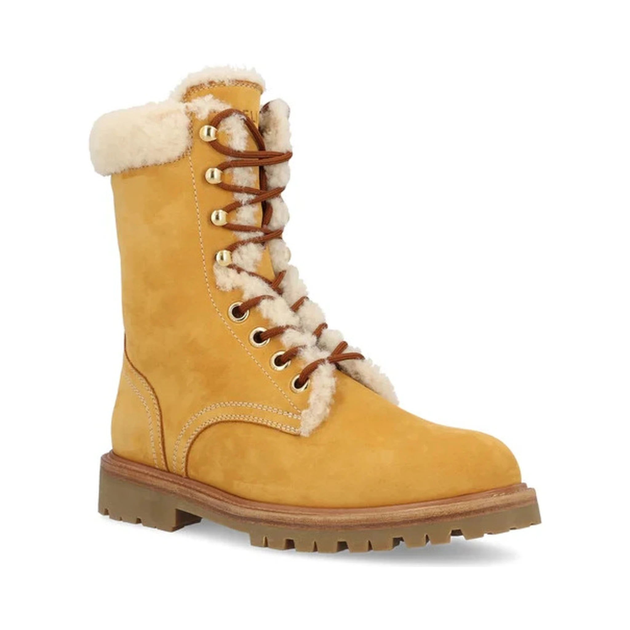 Lace-up ankle boots in shearling