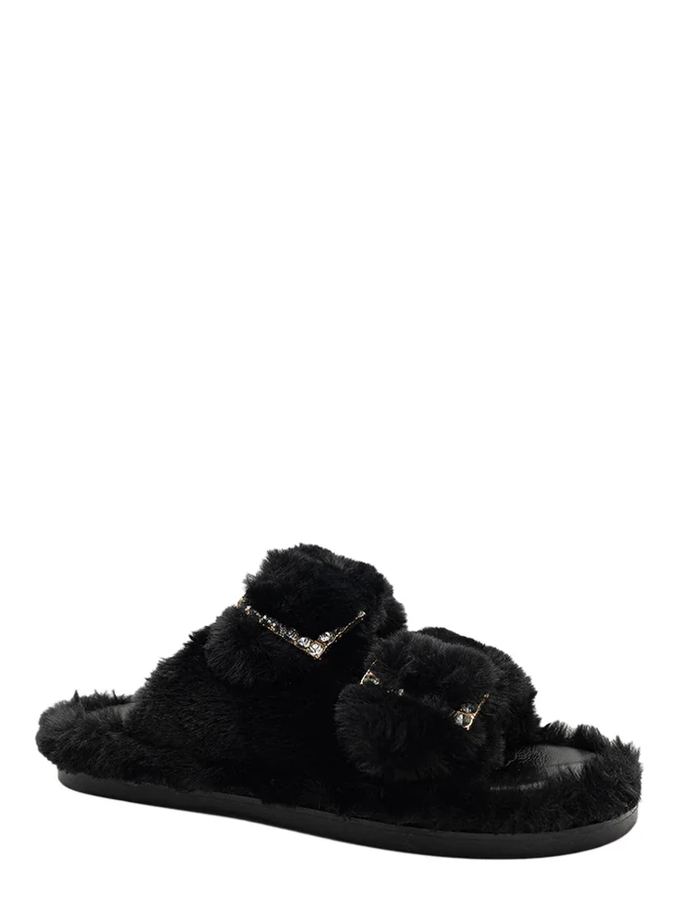 "Greta" eco fur slippers alternative