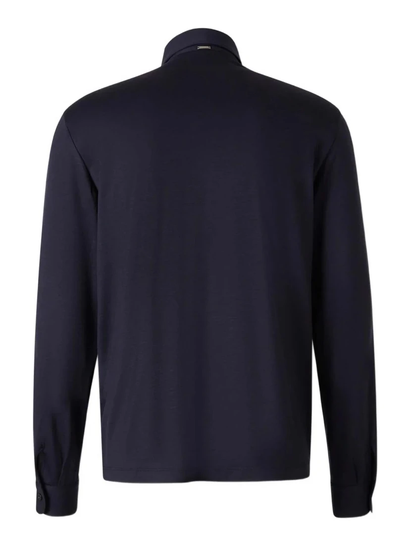 Wool polo shirt with long slevees