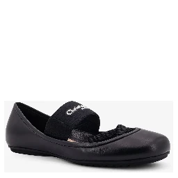 Leather ballerinas flat with elastic band