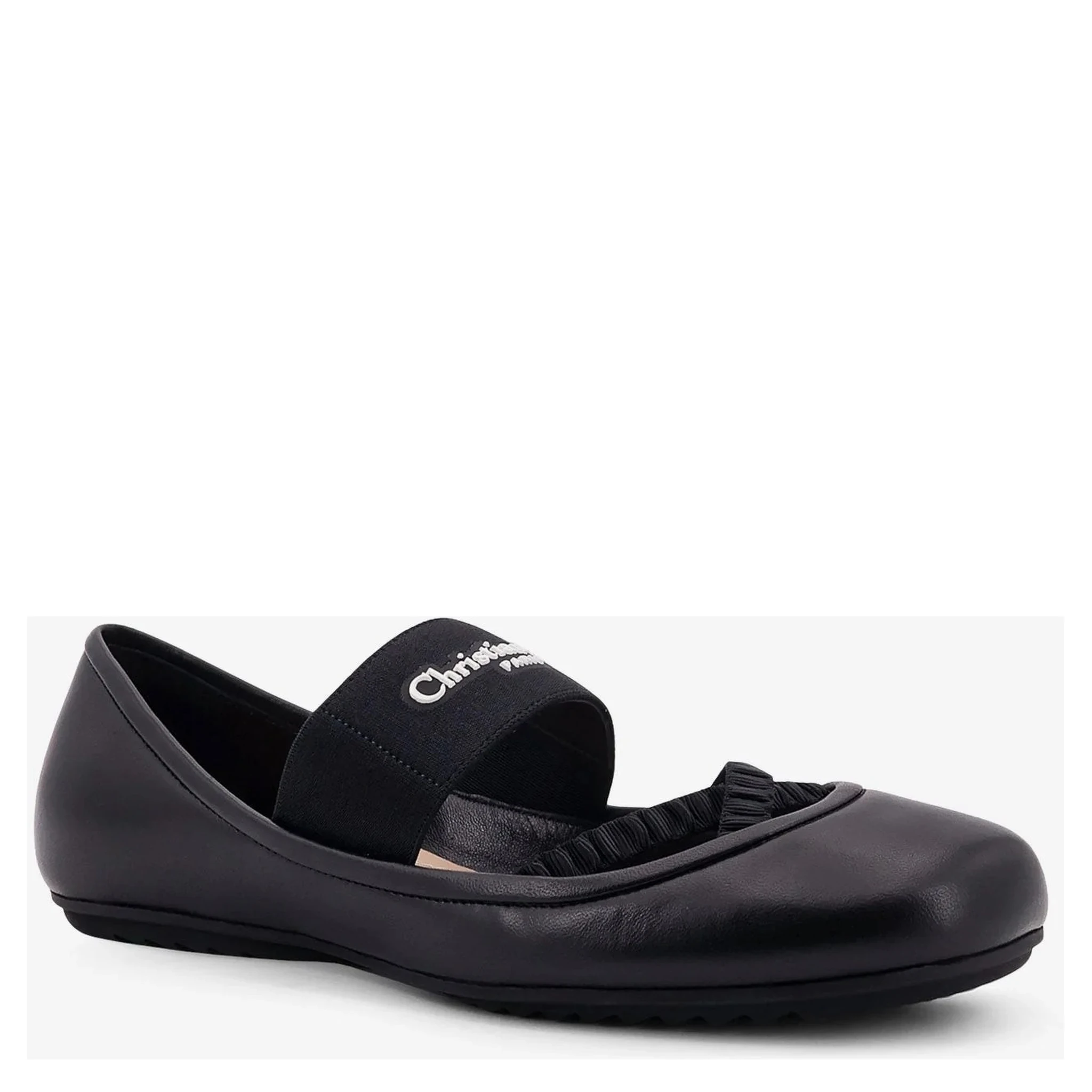Leather ballerinas flat with elastic band
