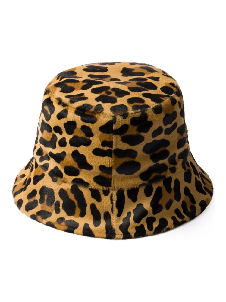 Leopard Print Leather Bucket Hat alternative