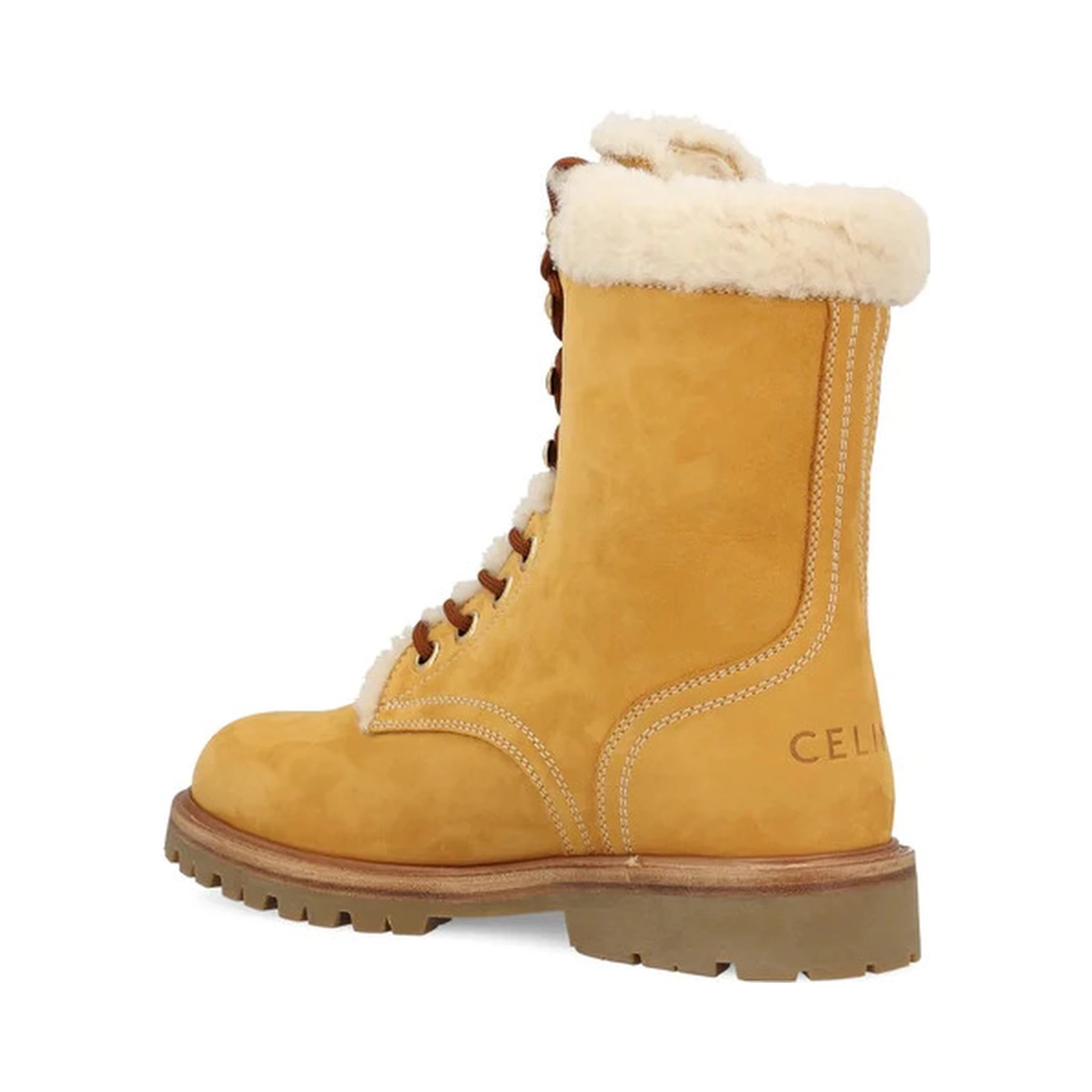 Lace-up ankle boots in shearling