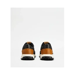 Leather and technical fabric sneakers