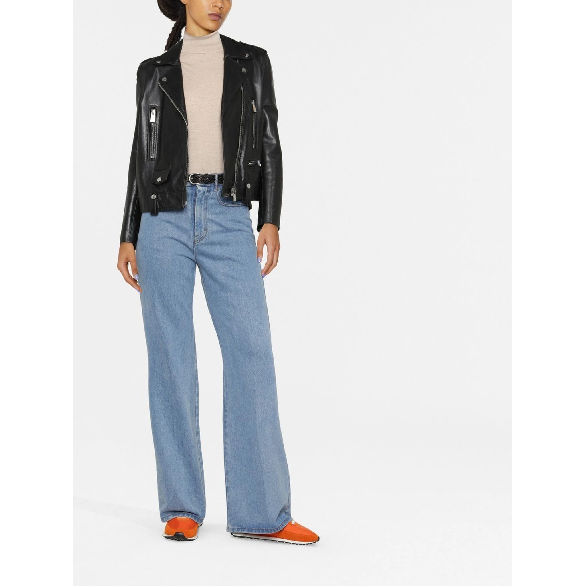 Distressed roll-neck virgin wool jumper