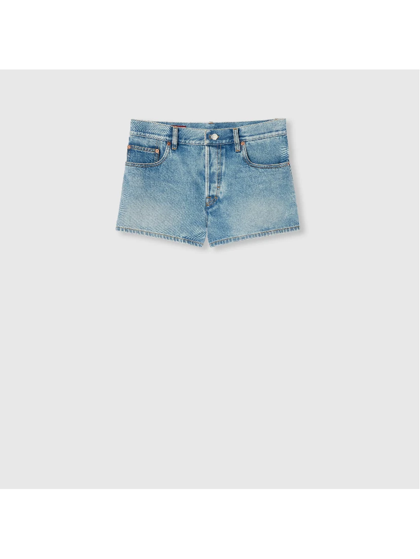 Stone-Washed denim shorts