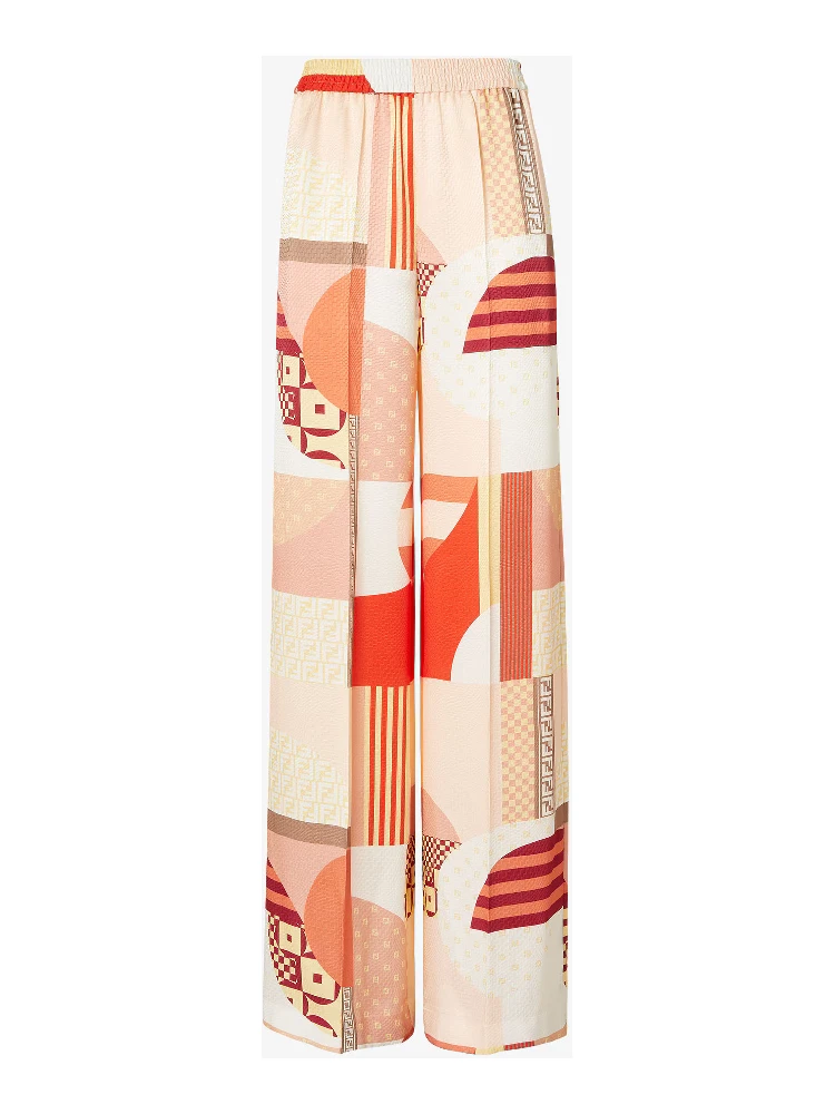 Patchwork silk pants