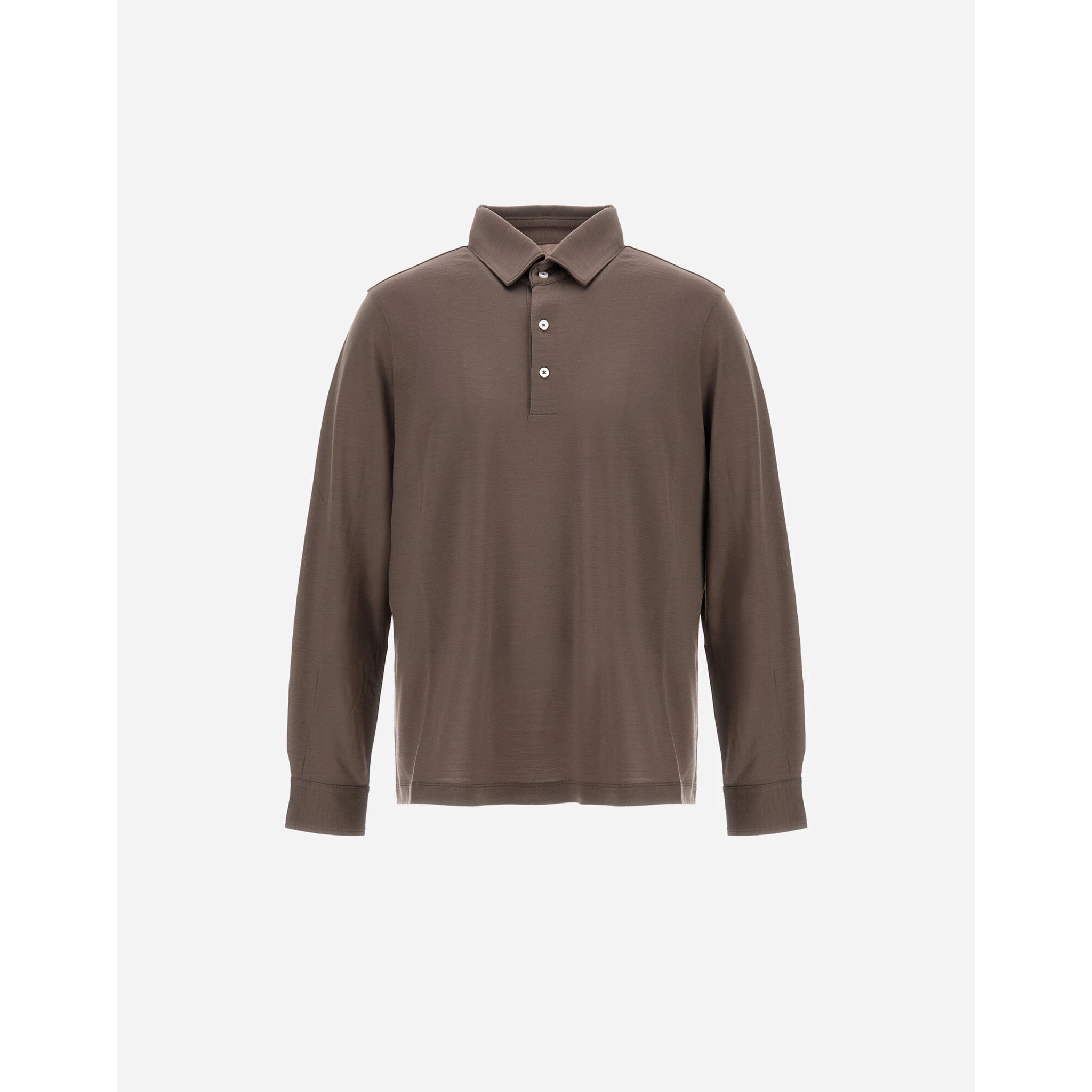 Wool polo shirt with long slevees