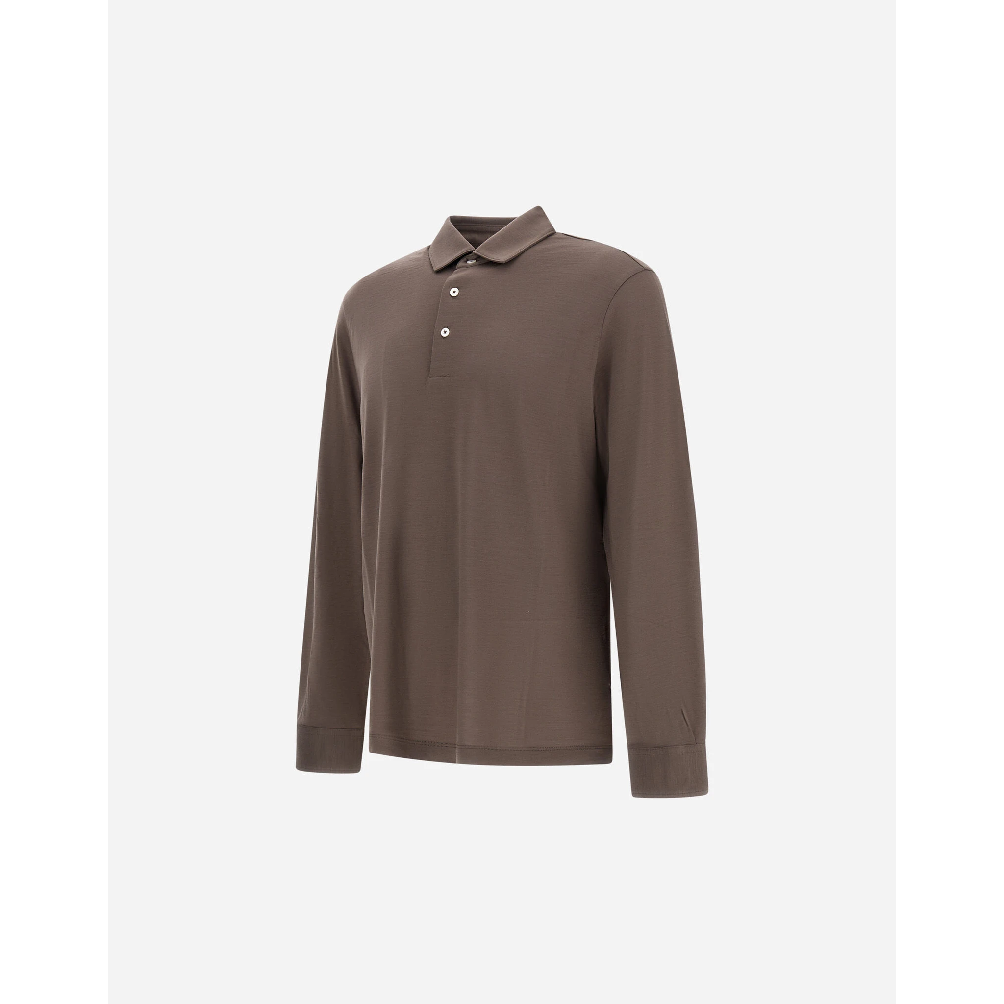 Wool polo shirt with long slevees