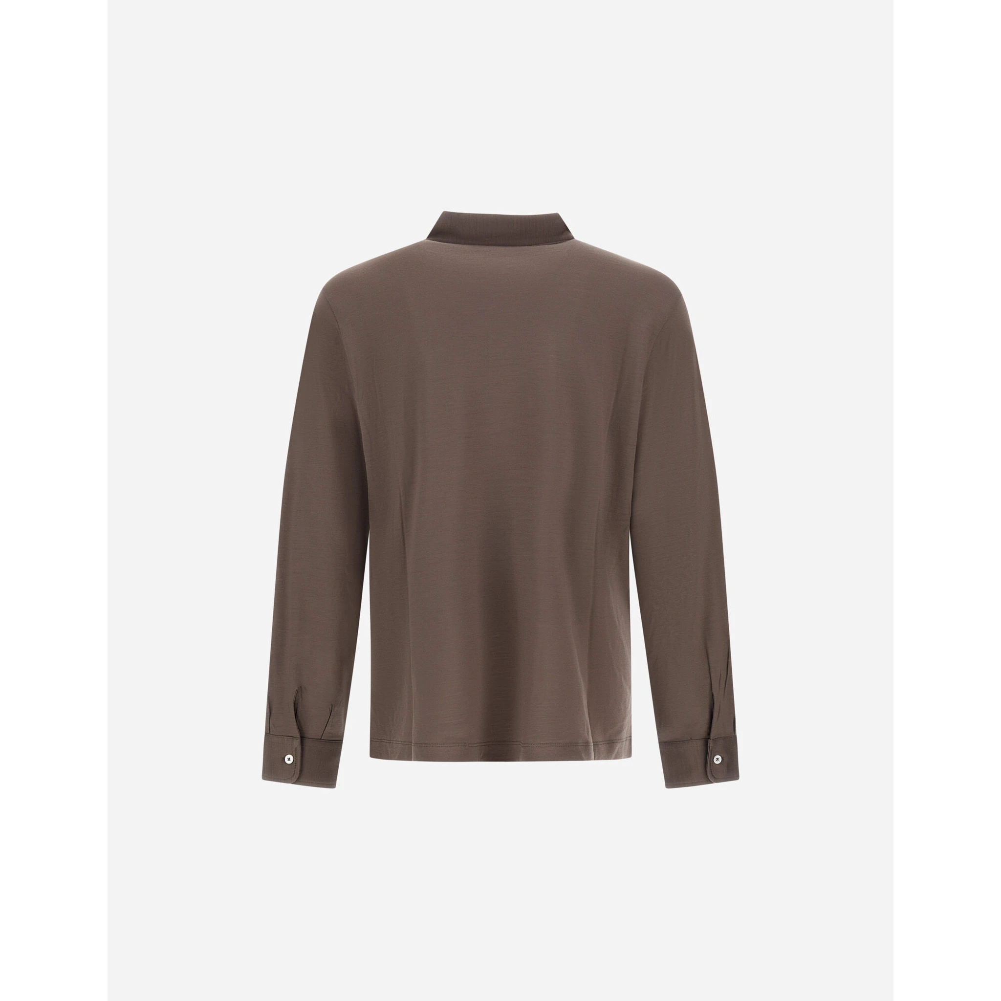 Wool polo shirt with long slevees