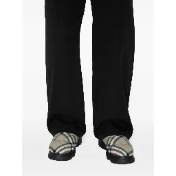 Check pattern pillow mules