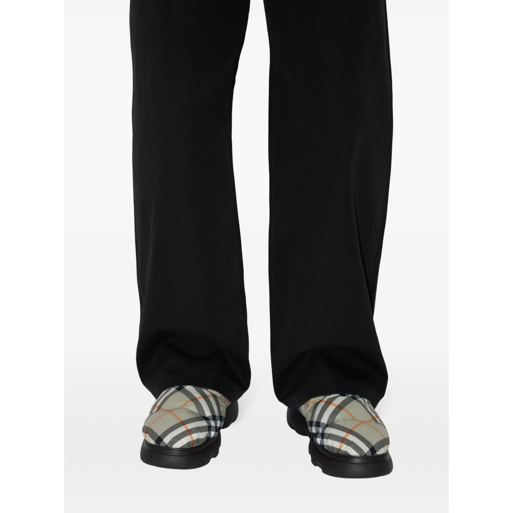 Check pattern pillow mules