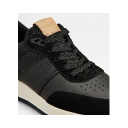 Leather and technical fabric sneakers
