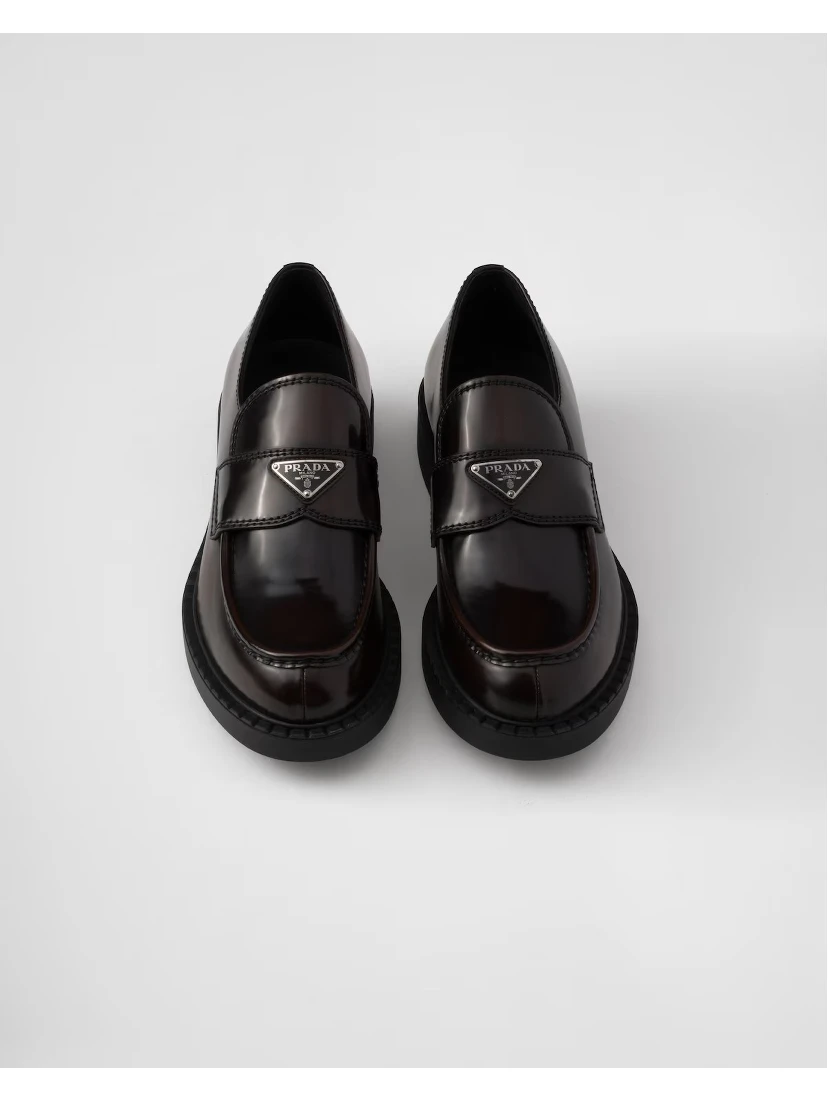 Brushed leather loafers