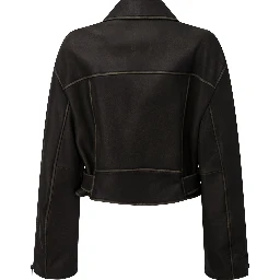 Leather jacket with belt