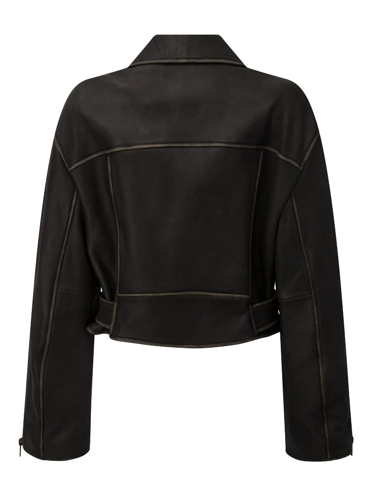 Leather jacket with belt alternative