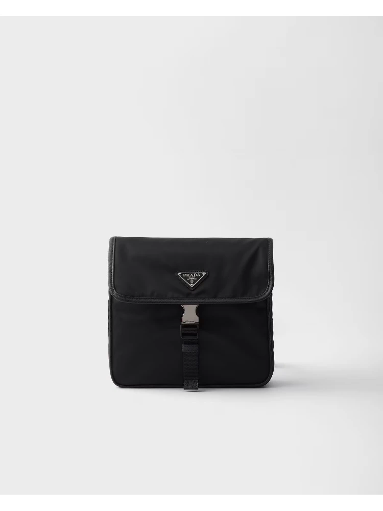 Re-Nylon and Saffiano leather crossbody bag