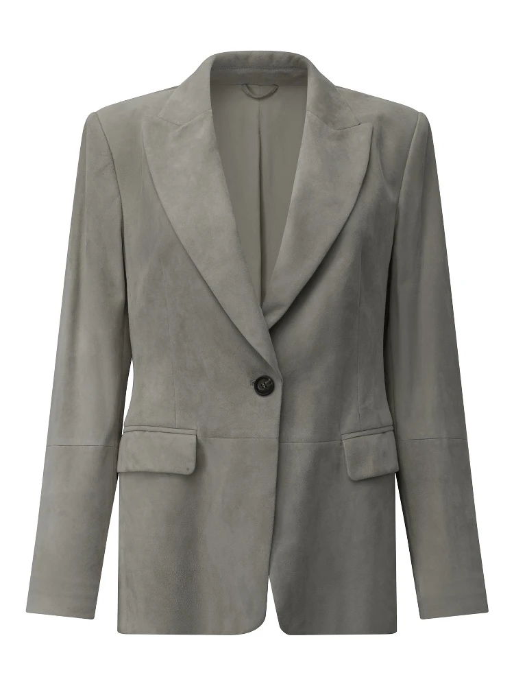 Suede leather blazer jacket