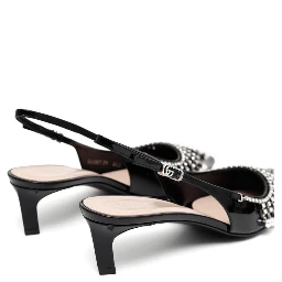 Patent Leather Pump With Crystal Chain In Black