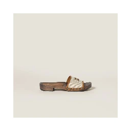 Leather and canvas sandals
