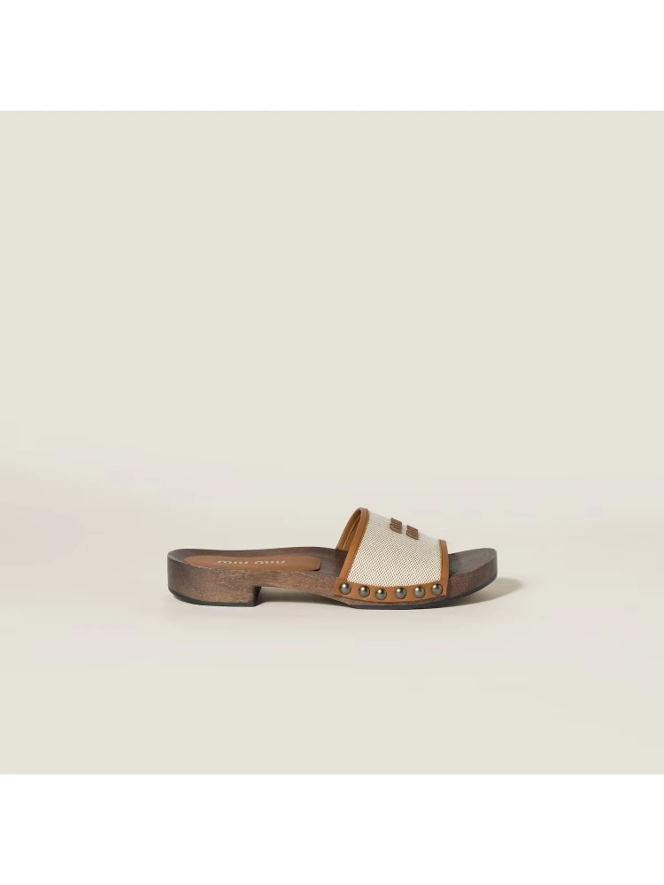 Leather and canvas sandals