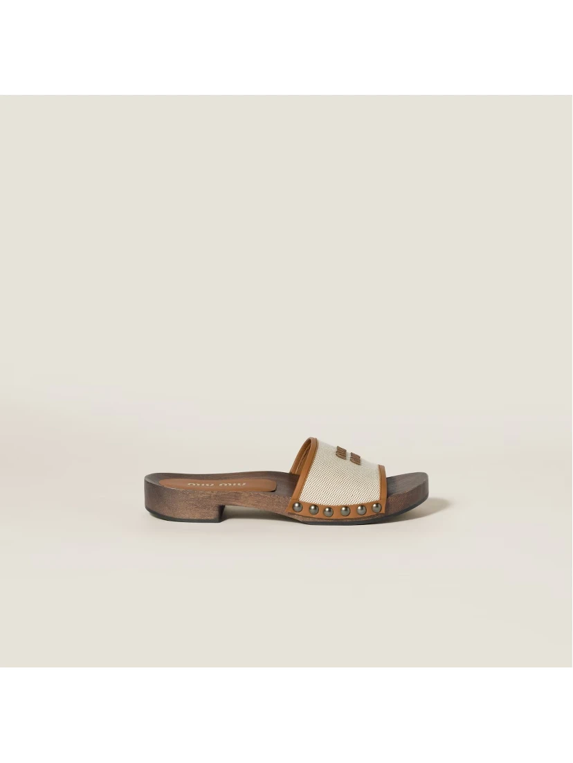 Leather and canvas sandals