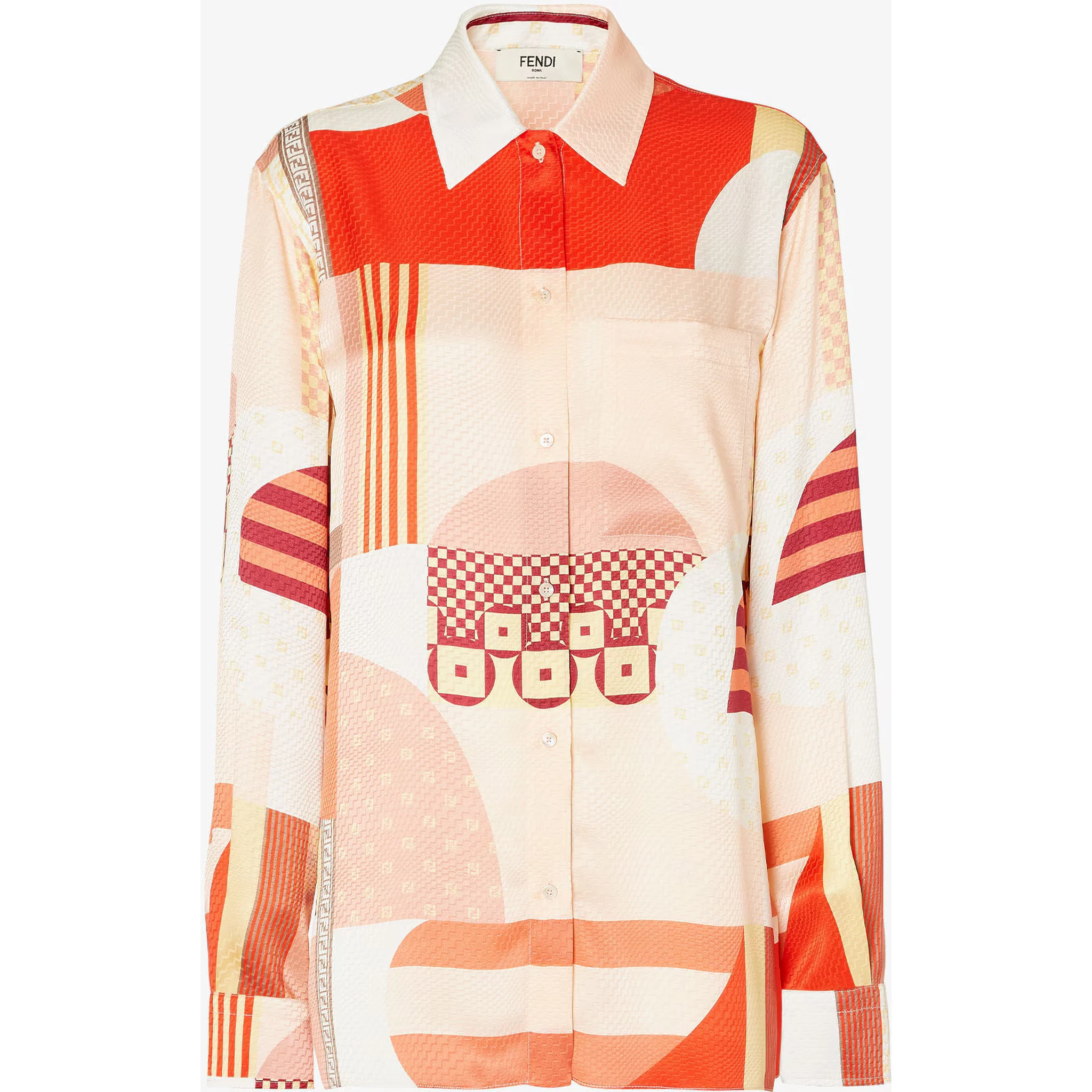 قميص بأزرار بنمط تجريدي