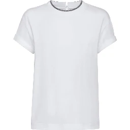 Cotton t-shirt with embroidery collar