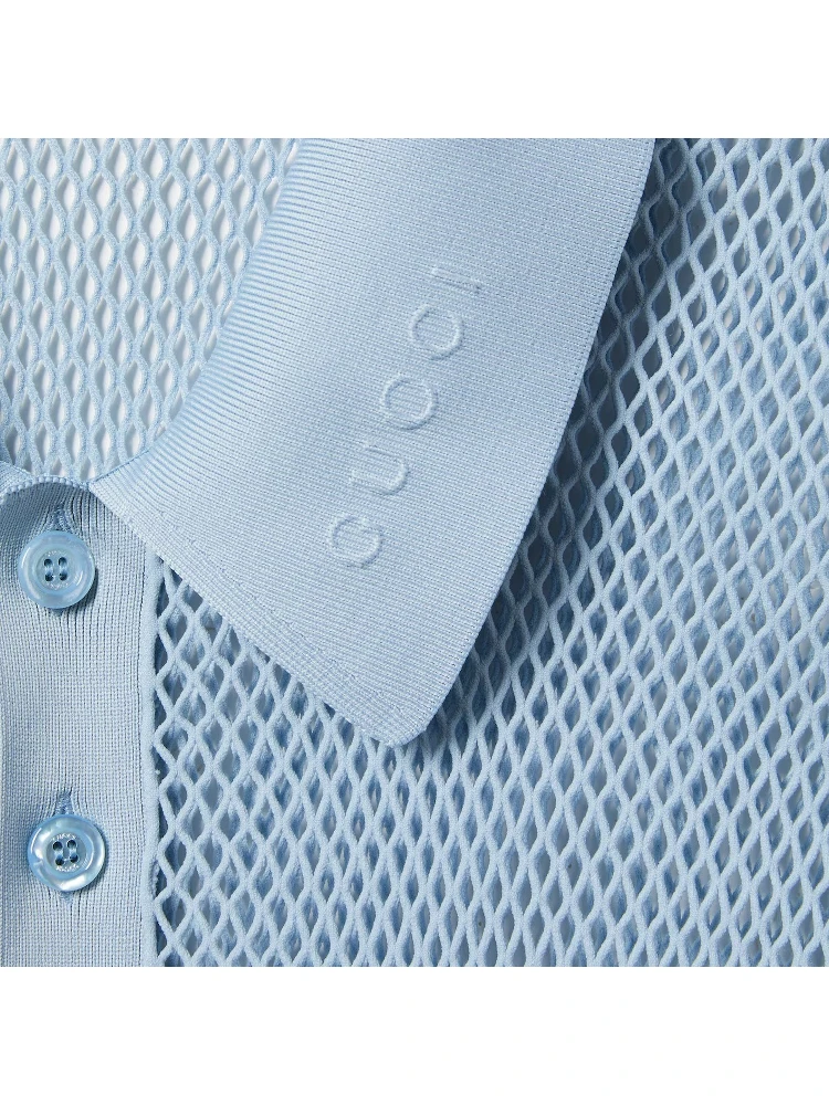 Embossed technical mesh polo shirt alternative