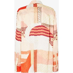 قميص بأزرار بنمط تجريدي