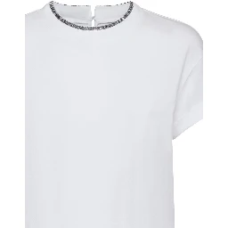 Cotton t-shirt with embroidery collar