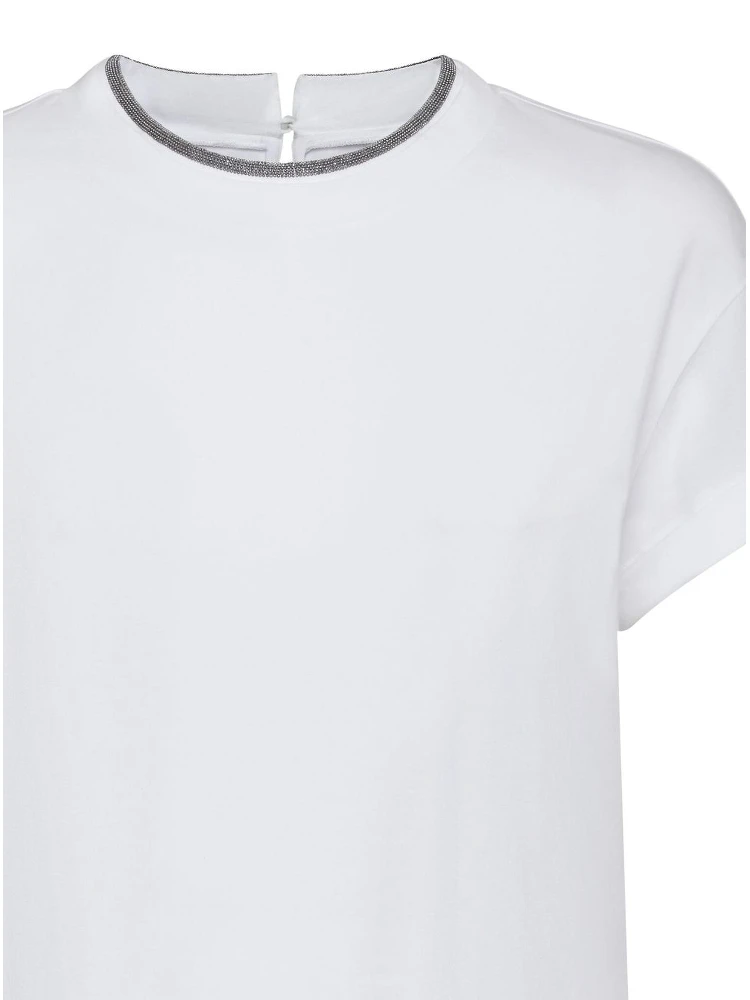 Cotton t-shirt with embroidery collar alternative