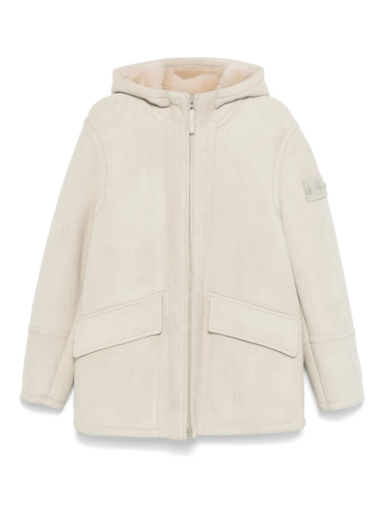 Suede jacket with hood