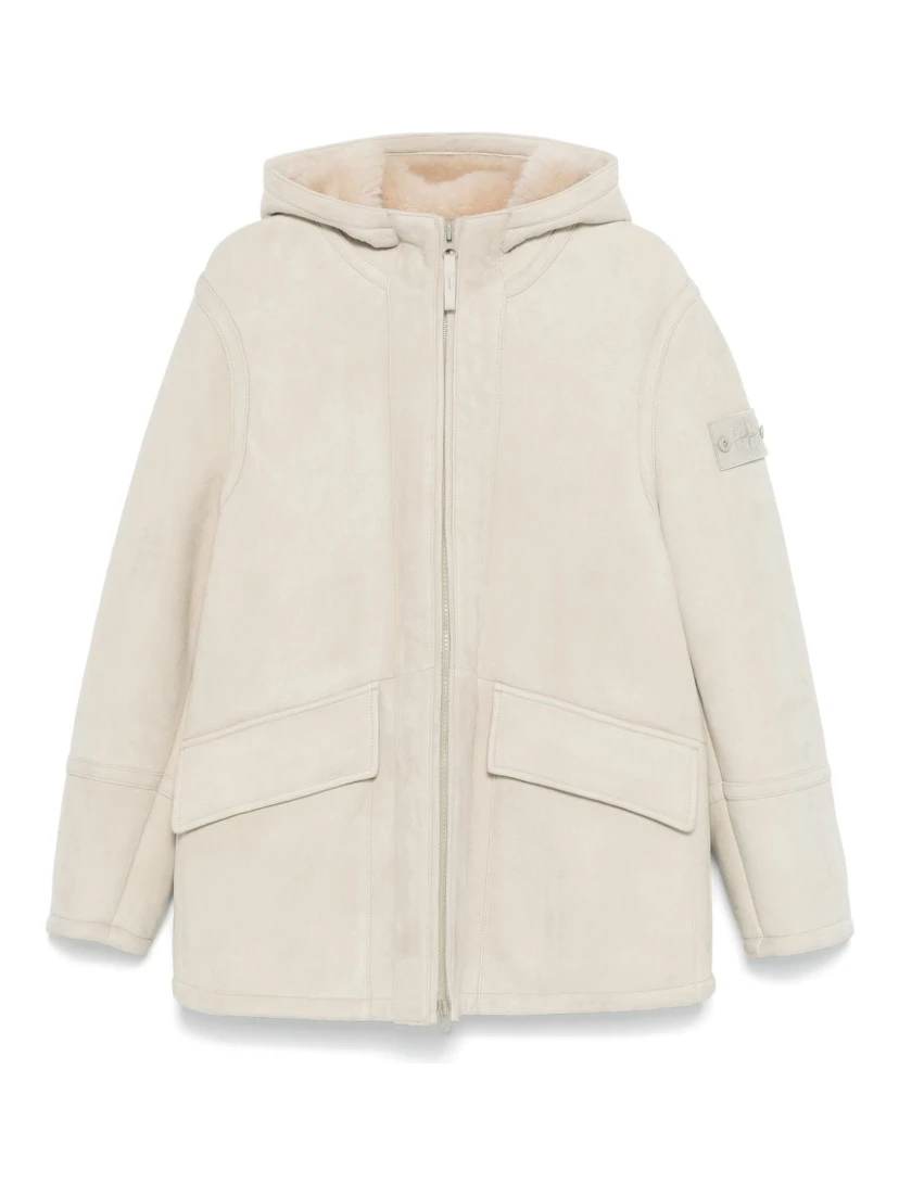 Suede jacket with hood