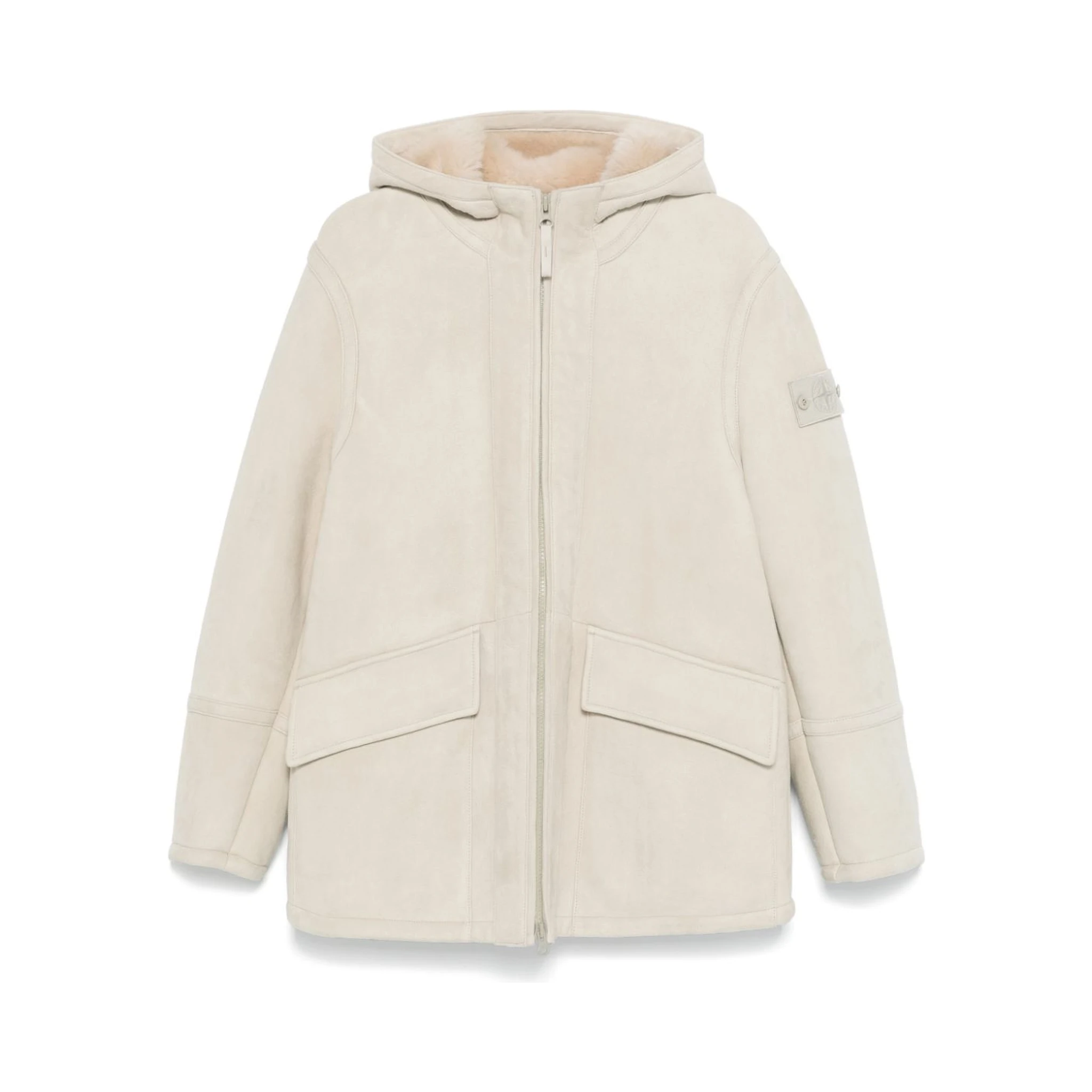 Suede jacket with hood