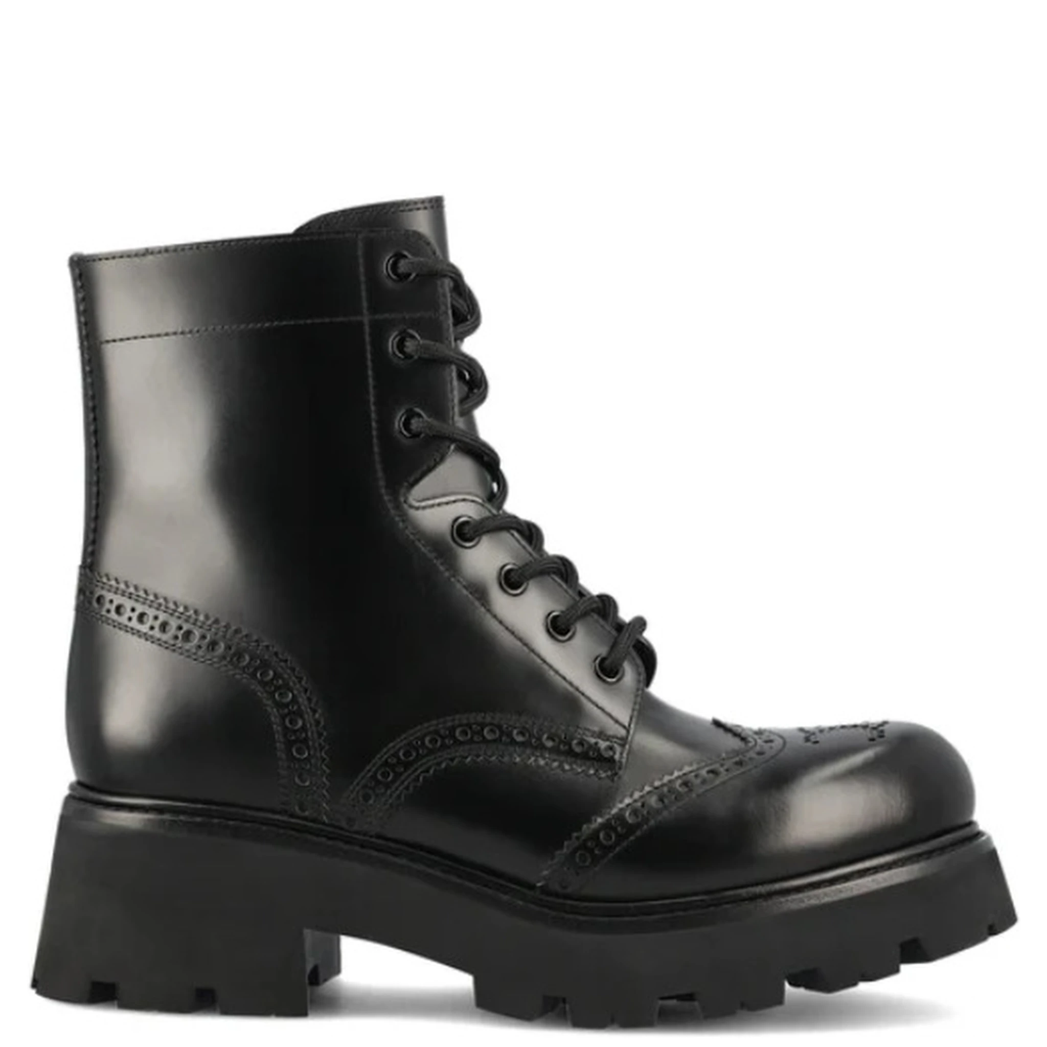 Triomphe logo leather lace-up ankle boots