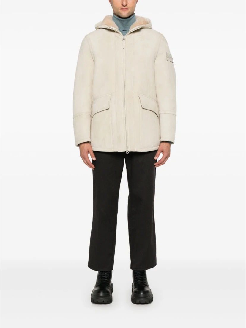 Suede jacket with hood