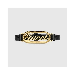 Leather bracelet with Gucci script