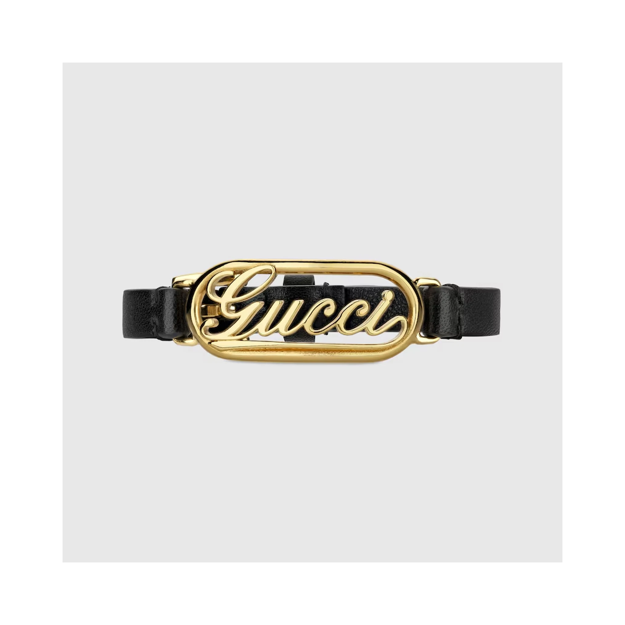Leather bracelet with Gucci script